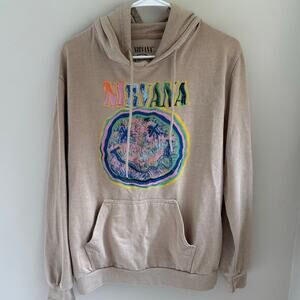 Nirvana Men's Tan Hoodie Sweatshirt Size Small
